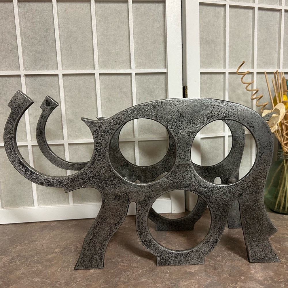 Vintage Cast Aluminum Elephant Wine Rack